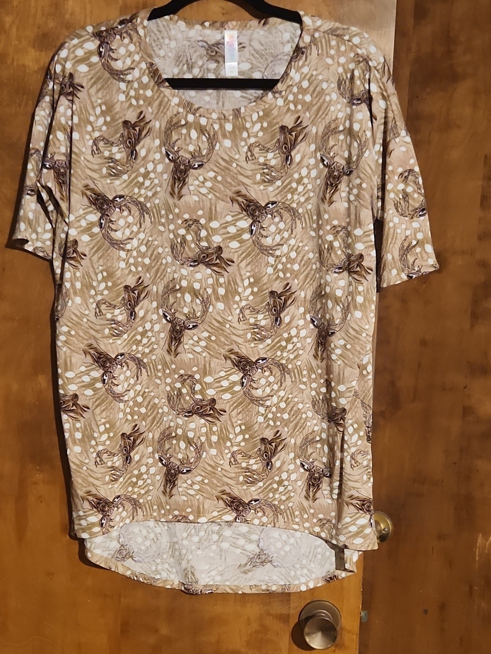 LuLaRoe Beige Deer & Dot Print Tunic